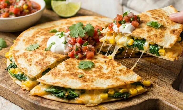 Cheesy Spinach & Corn Quesadilla (10 Minutes)