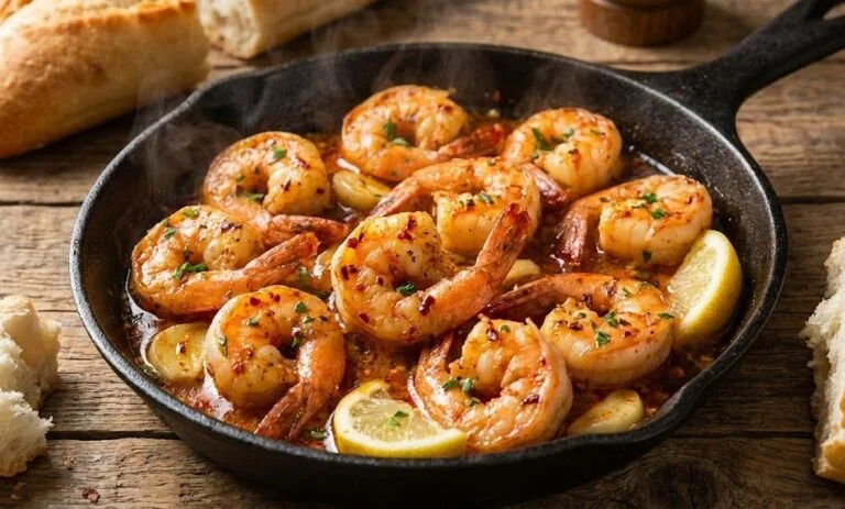 Quick & Spicy Garlic Shrimps with Butter Sauce
