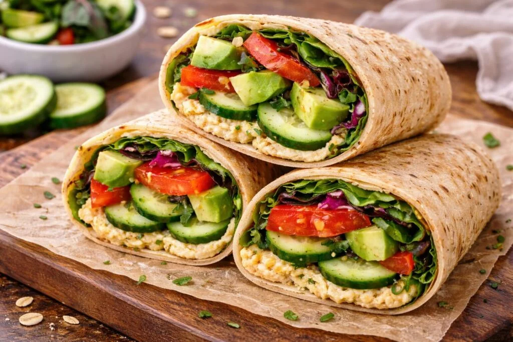 5-Minute Cucumber Hummus Wrap
