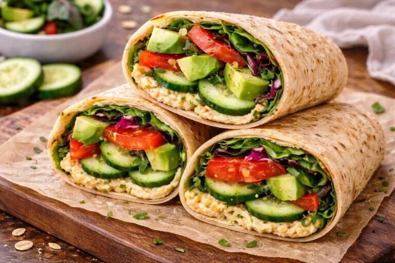5-Minute Cucumber Hummus Wrap