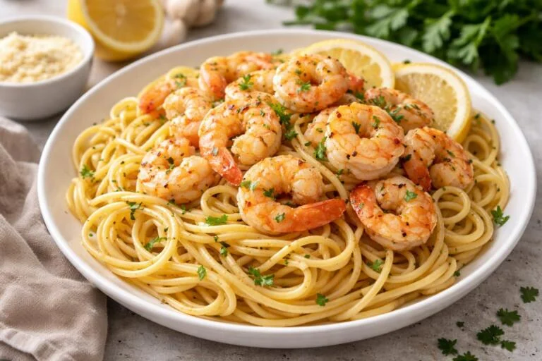 Garlic Butter Shrimp Pasta (17 Minutes)