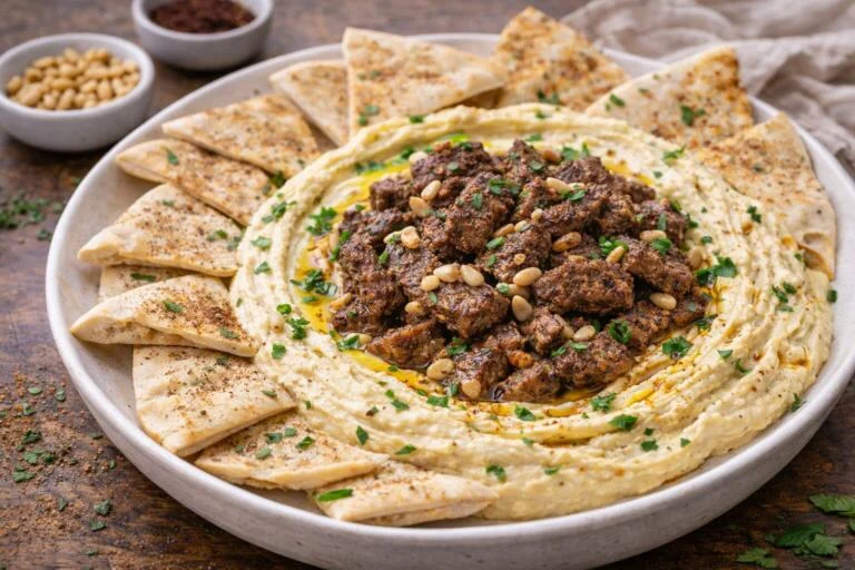 5-Minute Hummus with Pita and Lamb