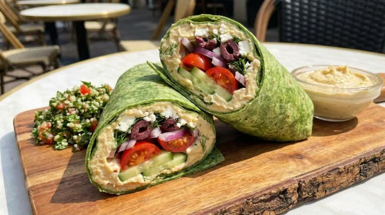 5-Minute Mediterranean Cucumber Hummus Wrap