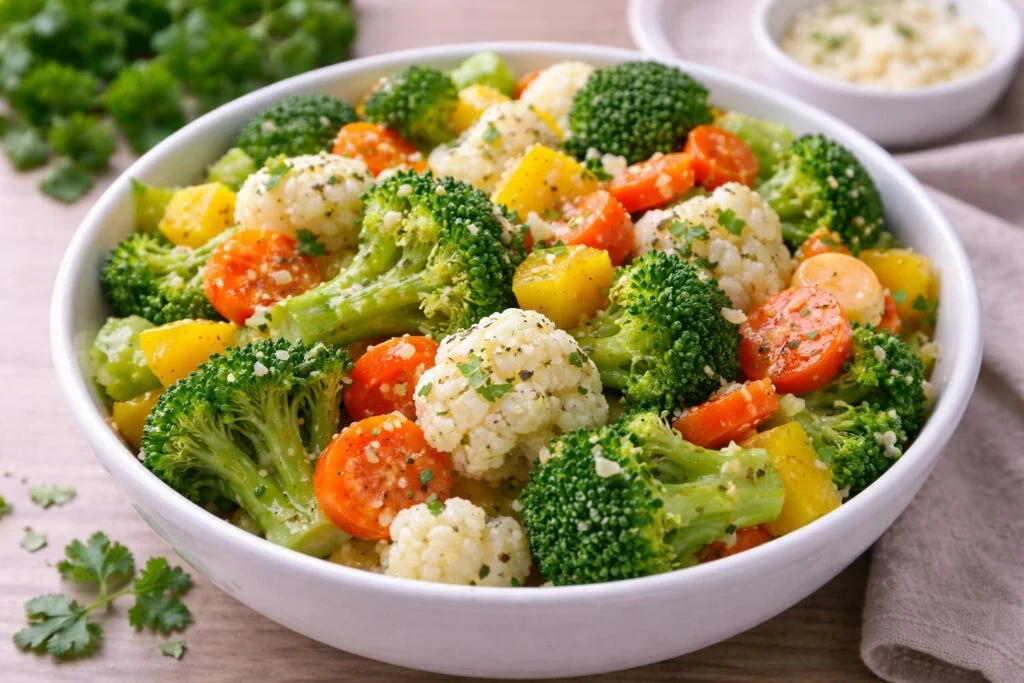 5-Minute Microwave Steamed Veggies with Garlic Butter