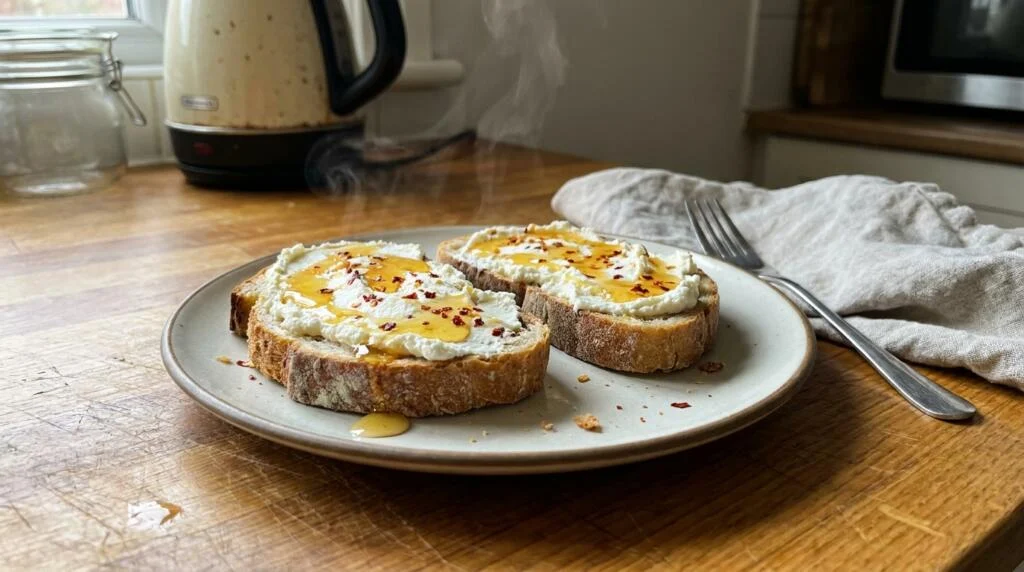 Whipped Feta Toast with Honey and Chilli