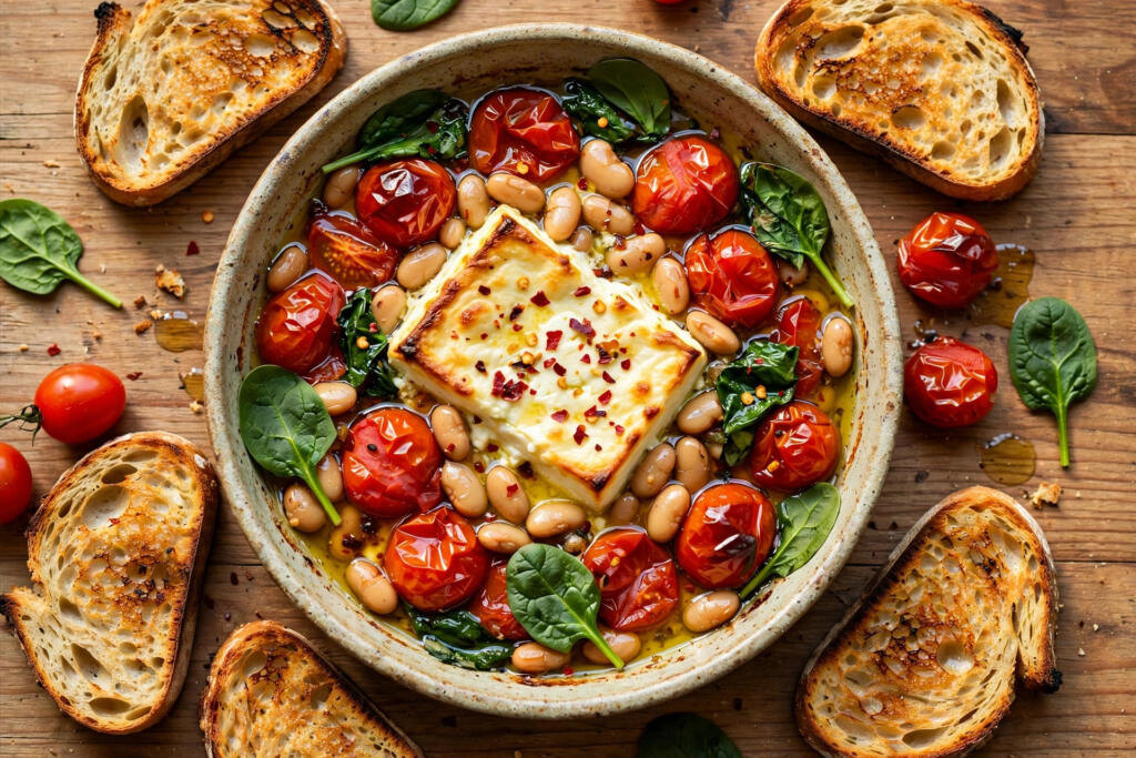 Baked Feta Butter Beans on Sourdough (25 Minutes)