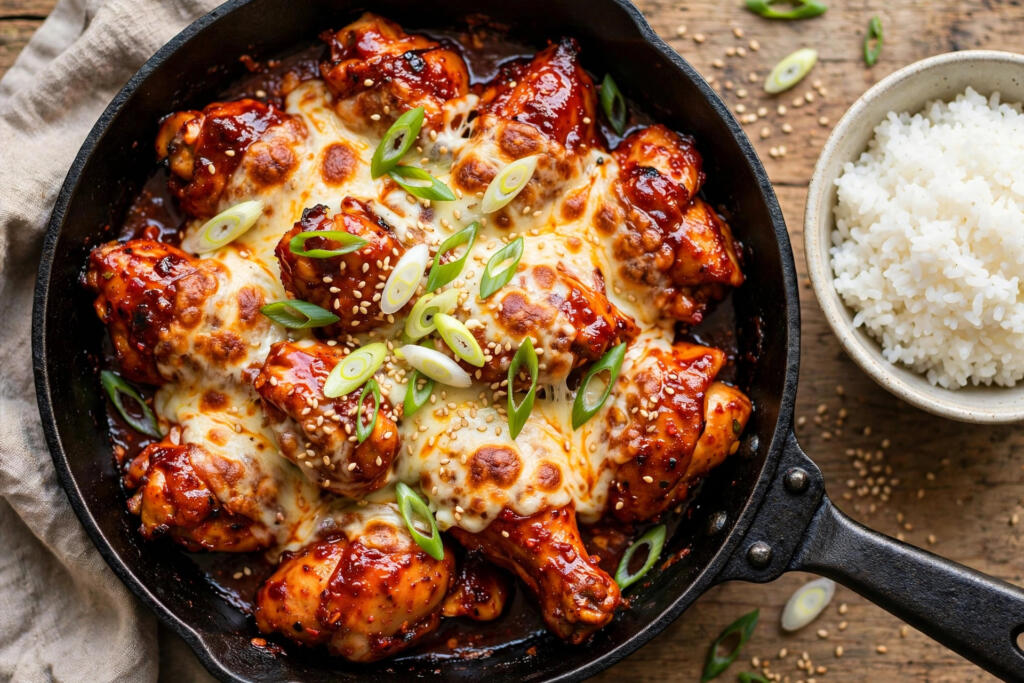 Korean Fire Chicken with Melted Cheese (25 Minutes)