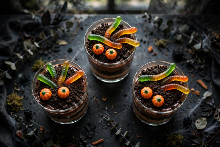 No-Bake Halloween Dirt Cups (10 Minutes)