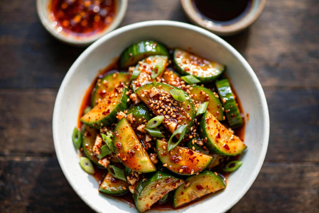 Spicy Sesame Cucumber Salad (10 Minutes)