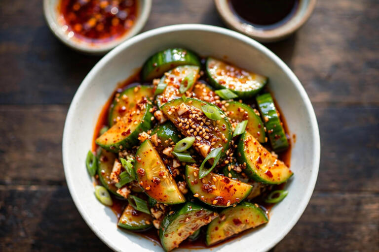 Spicy Sesame Cucumber Salad (10 Minutes)